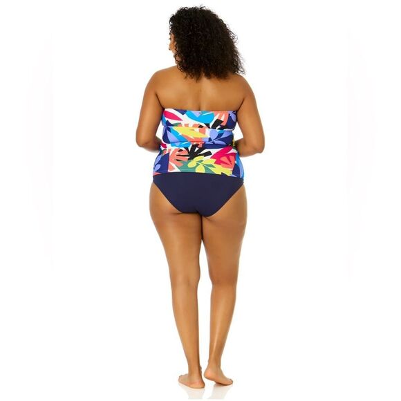 Anne Cole Women Plus Tropic Stamp Twist Bandeaukini Swim Top 36Dd NWT in package - Picture 3 of 7